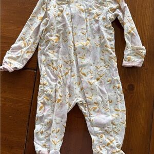 Soft Floral Cream, Pink & Gold Baby One-Piece
